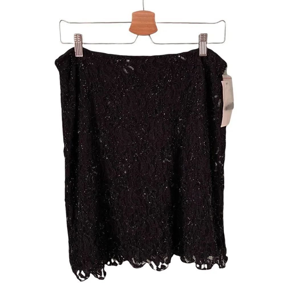 NWT INC International Concepts Petite Handmade Black Sequins Mini Skirt in 12P